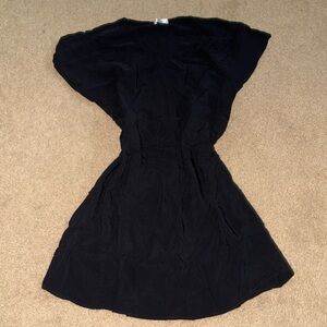 Black A-Line Mini Dress with Cap Dolman Sleeves